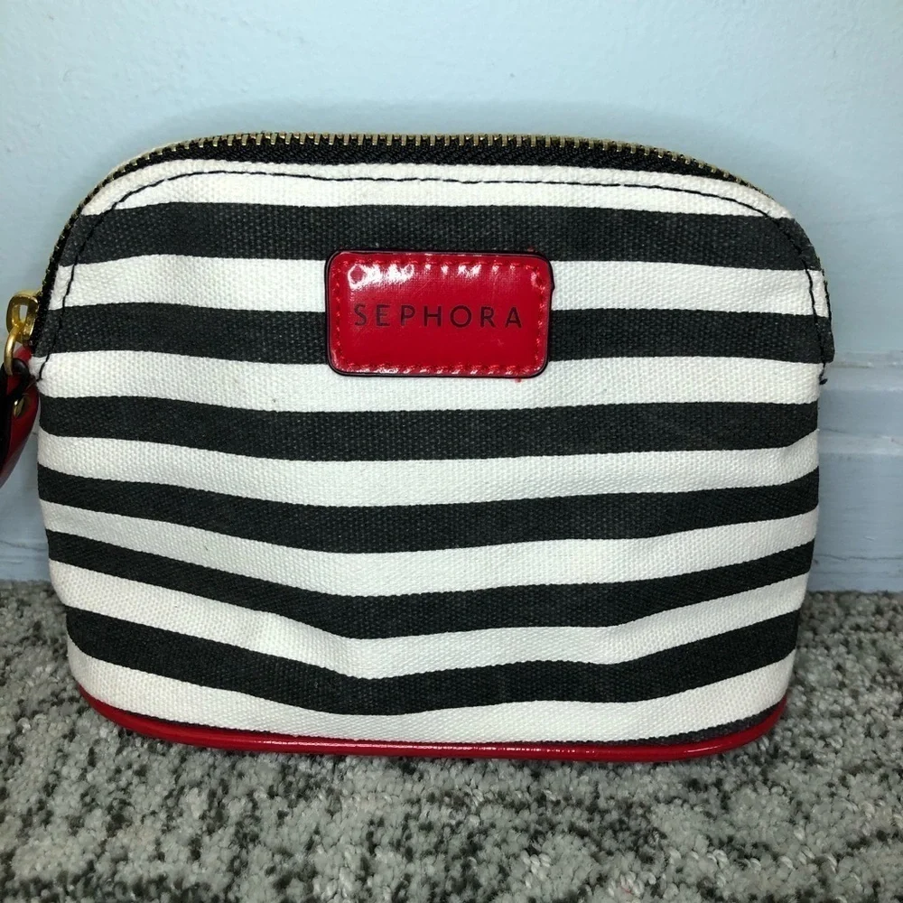 Sephora Black & White Striped Cosmetic Bag